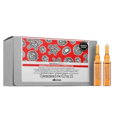 AMPOLLAS DAVINES NATURAL TECH ENERGIZING SEASONAL SUPERACTIVE 12 X 6 ML.